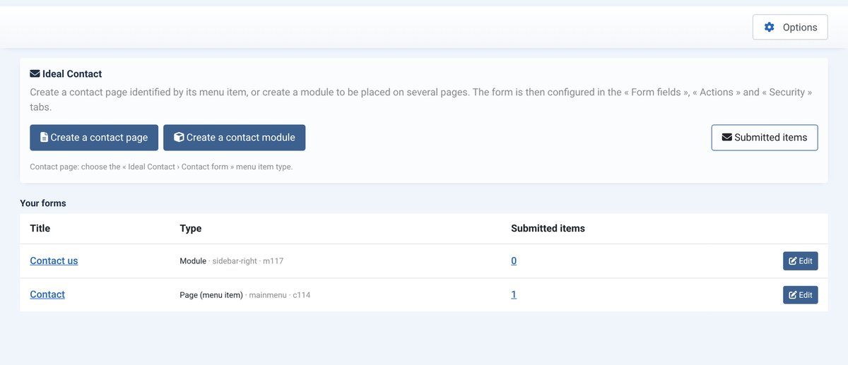 Dashboard: your forms and the enquiries received